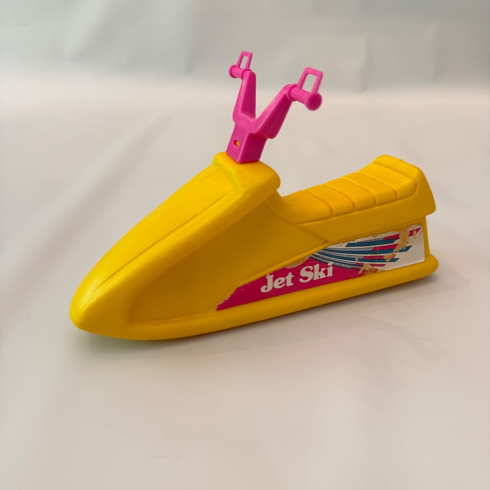 VTG Barbie Arco Jet Ski Toy Accessory Doll Yellow Pink 80s Retro Beach Blow Mold